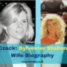 Sasha Czack, American actress and photographer, former wife of Sylvester Stallone, smiling at camera during 1970s Hollywood event.