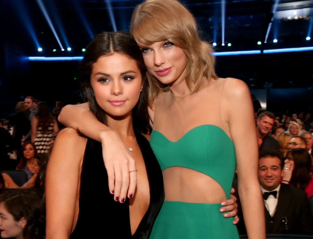 Selena Gomez with Taylor Swift at wedding reception