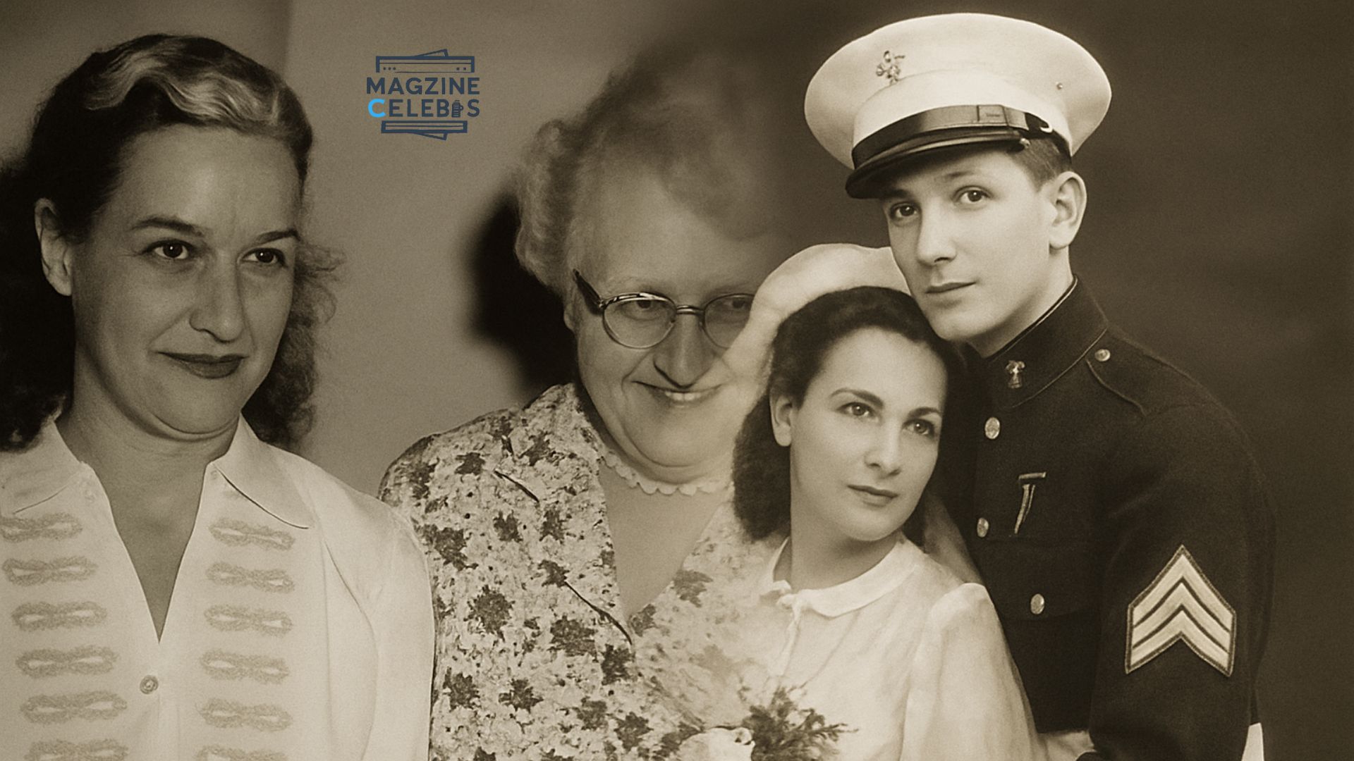 Betty Megerlin with her mother and on her wedding day with Robert L. Crawford Sr., vintage monochrome collage