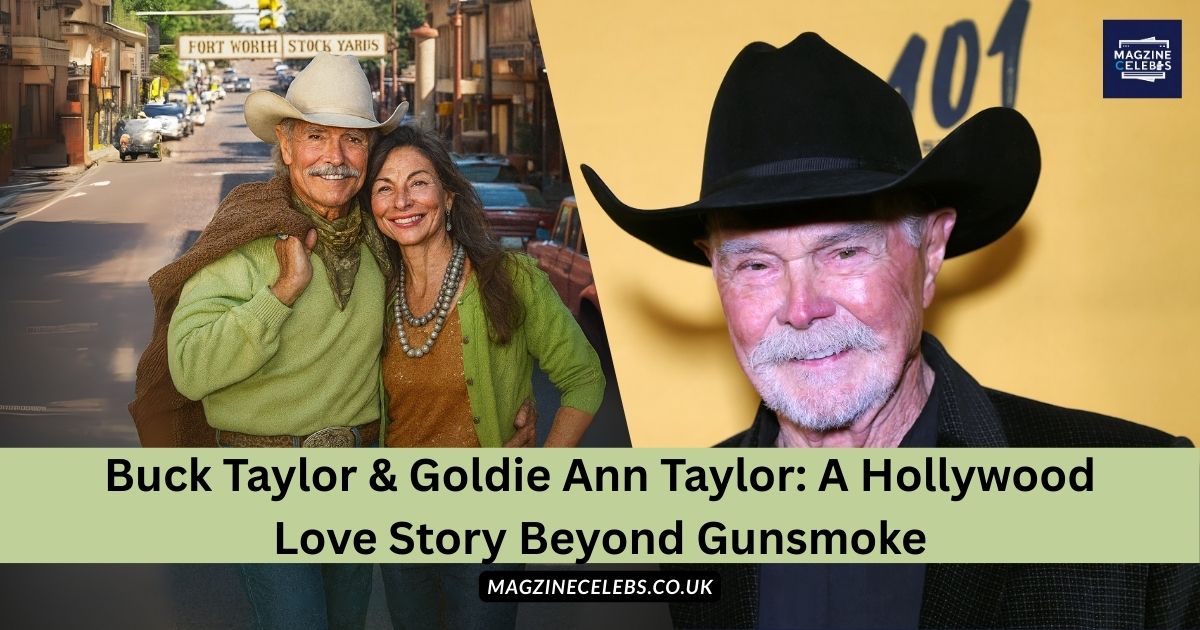 Buck Taylor and Goldie Ann Taylor smiling together at Fort Worth Stock Yards in Texas