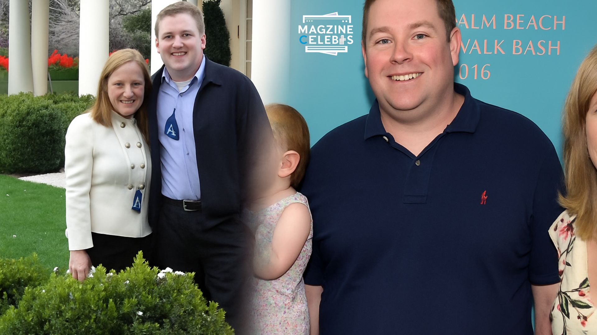 Genevieve Mecher with parents Jen Psaki and Gregory Mecher in a smooth collage HD
