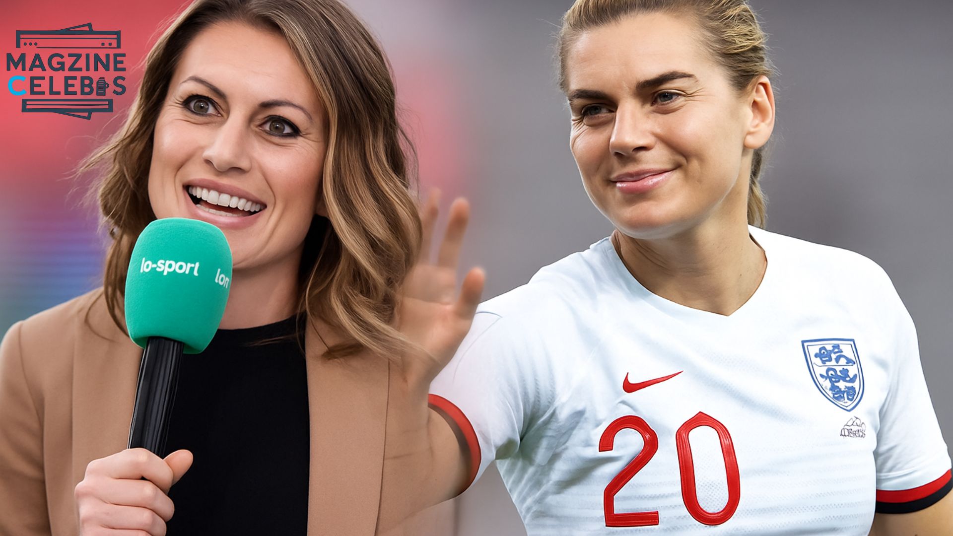 Karen Carney smiling pitch-side in 2025, wearing broadcaster headset