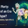 Rick and Morty blog banner showing a glowing green interdimensional portal with cosmic background and the title "Rick and Morty: The End of an Era or Just Hype?" for MagzineCelebs.