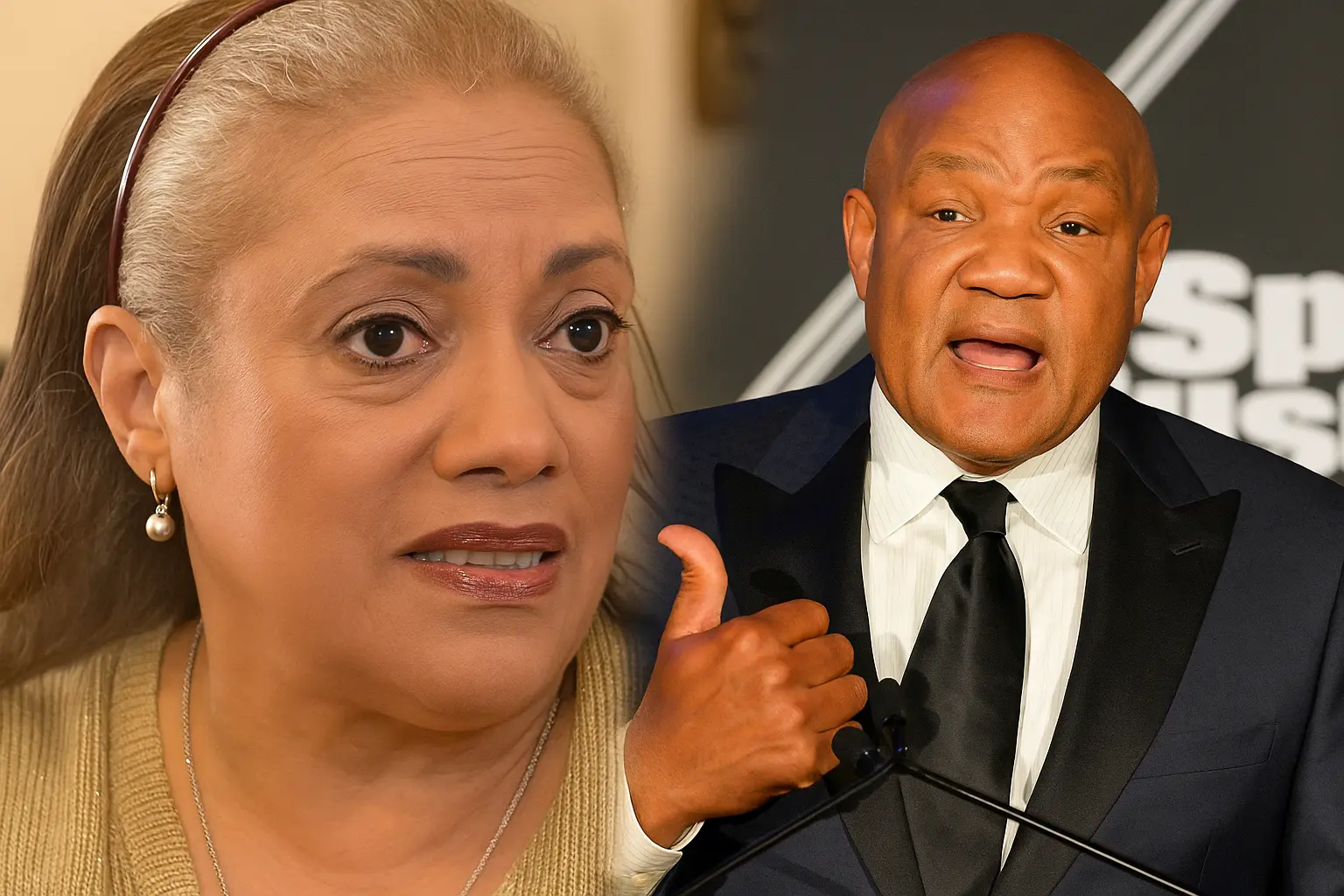 Andrea Skeete and George Foreman smooth HD collage portrait