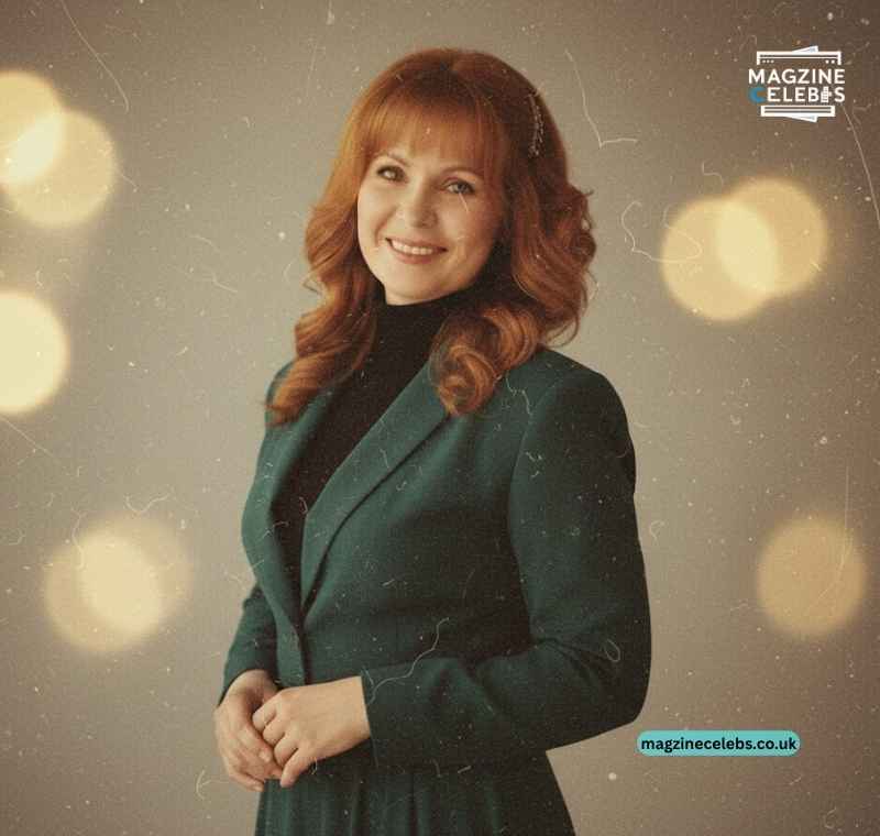 Elegant portrait of Delores Nowzaradan smiling in a green suit with styled red hair, symbolizing her graceful personality in 2025.