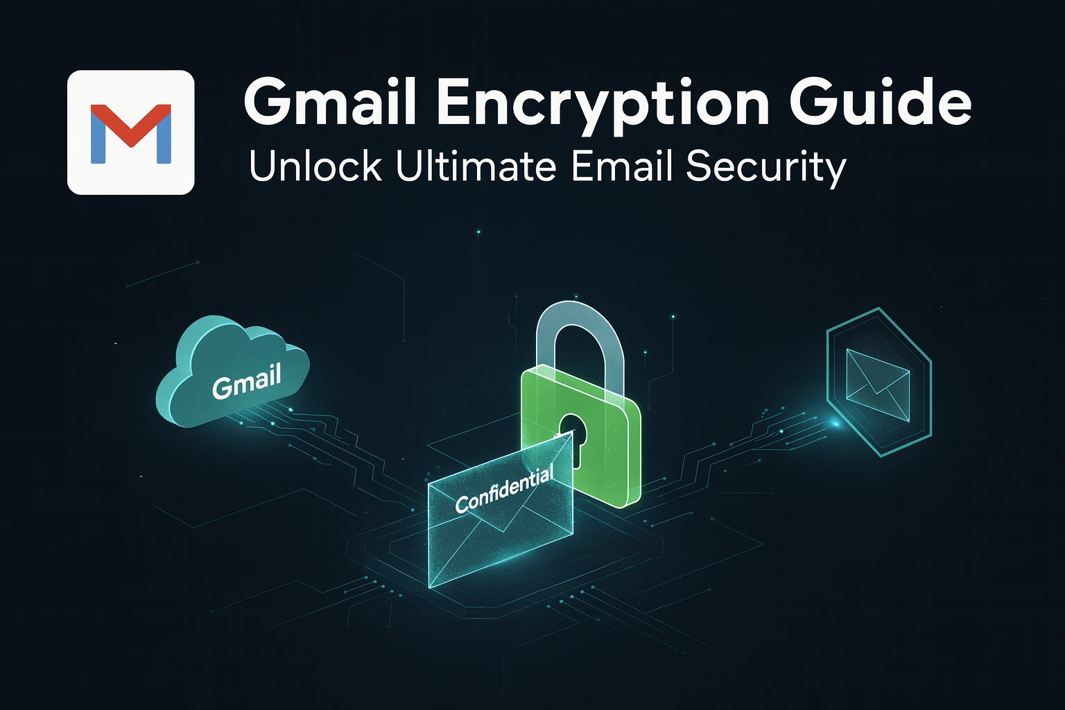 A person typing on a laptop showing Gmail interface with a lock icon symbolizing email encryption security 2025