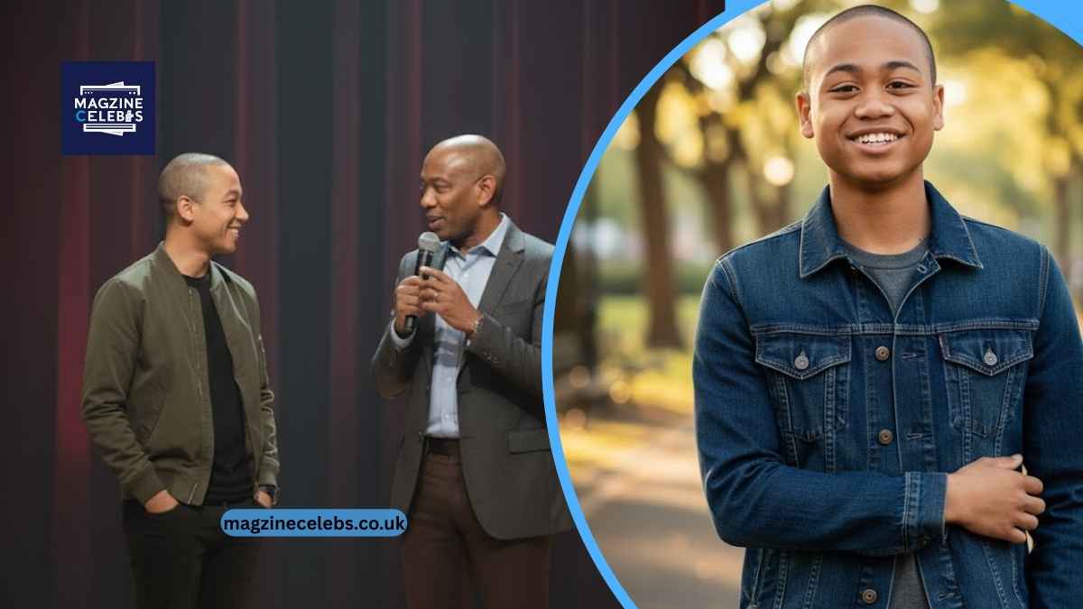 Ibrahim Chappelle with his father Dave Chappelle on stage and smiling portrait in outdoor setting – 2025 photo