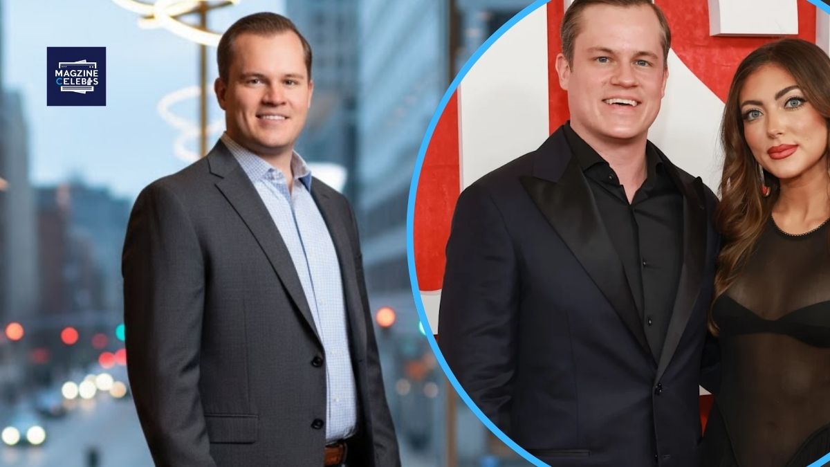 Jett Puckett in a business suit and with wife Campbell “Pookie” Puckett at a 2025 event — split collage portrait.