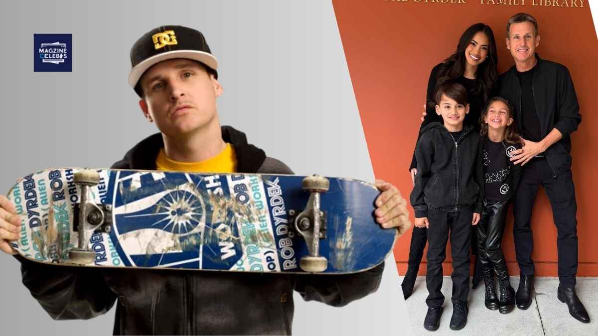 Rob Dyrdek holding skateboard and posing with wife Bryiana Noelle Flores and their children in 2025.