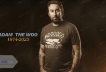 Adam the Woo tribute photo with text 1974-2025 and MagzineCelebs logo.