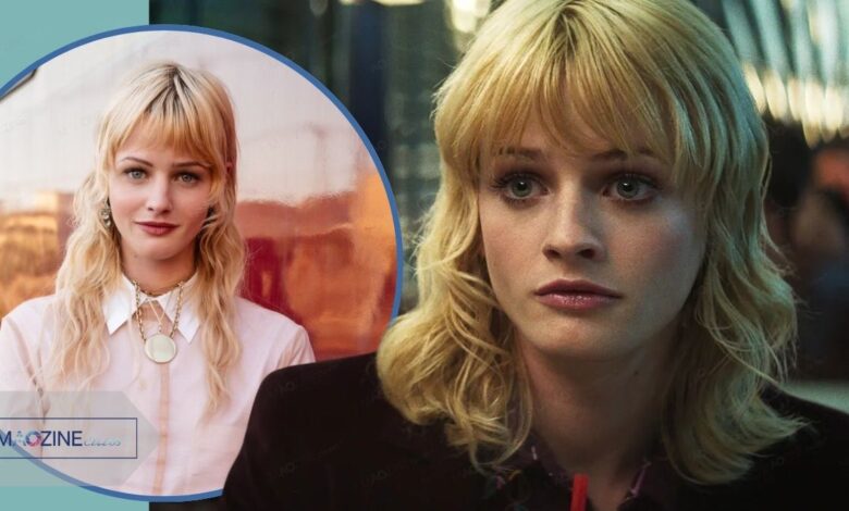 Esther McGregor with blonde hair and bangs playing Isabel in the movie Babygirl