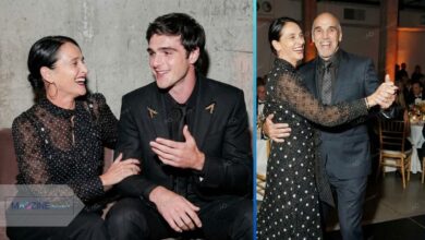John Elordi dancing with his wife Melissa Elordi (right) and Jacob Elordi laughing with his mother (left). Rare family photos showing John Elordi's height and relationship.