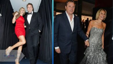 Mark Gwynne and wife Emily Maitlis attending a red carpet event together in London.