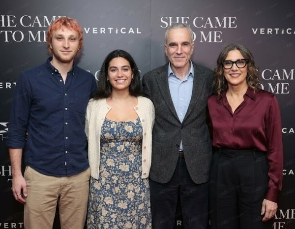 Rebecca Miller and Daniel Day-Lewis attending the She Came to Me premiere with family