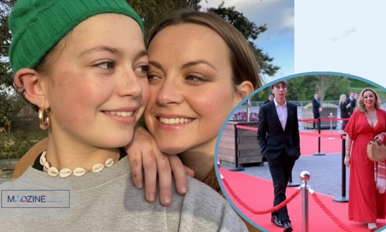 Ruby Megan Henson with mother Charlotte Church and Dexter Henson at BAFTA Cymru Awards 2025 red carpet.