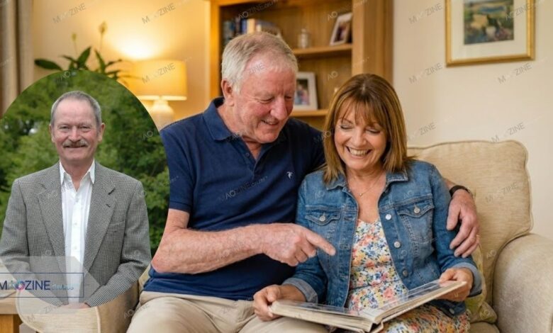 Lorraine Kelly with her father John Kelly looking at a family photo album.