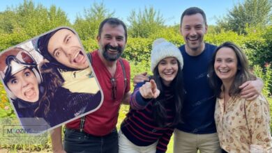 Nina Dobrev with her brother Alexander Dobrev and family members in a candid outdoor setting.